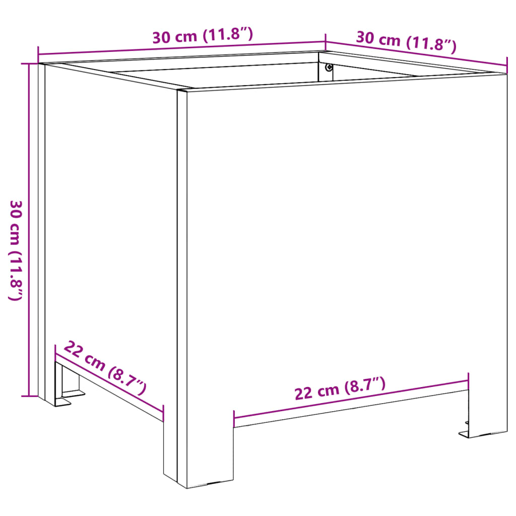 Pflanzkübel Anthrazit 30x30x30 Stahl