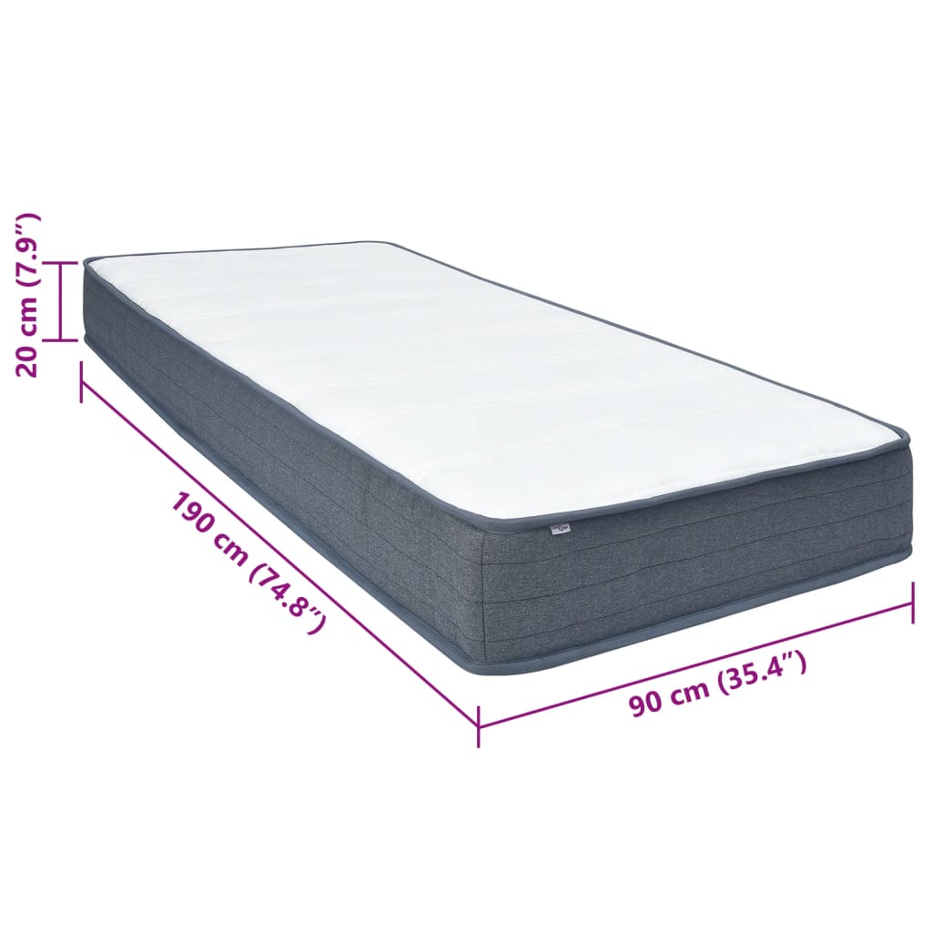 Boxspringmatratze 190x90x20 cm Stoff