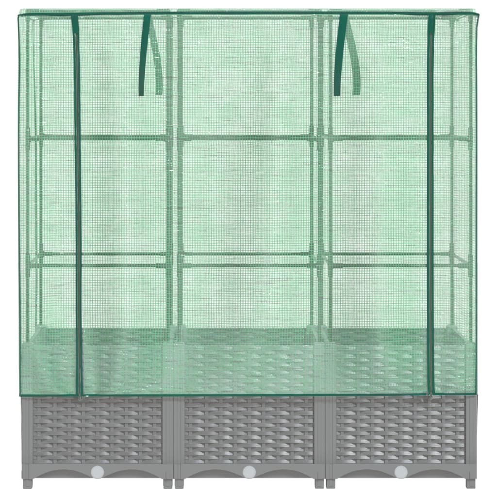 Hochbeet mit Gewächshaus-Aufsatz Rattan-Optik 120x40x138 cm