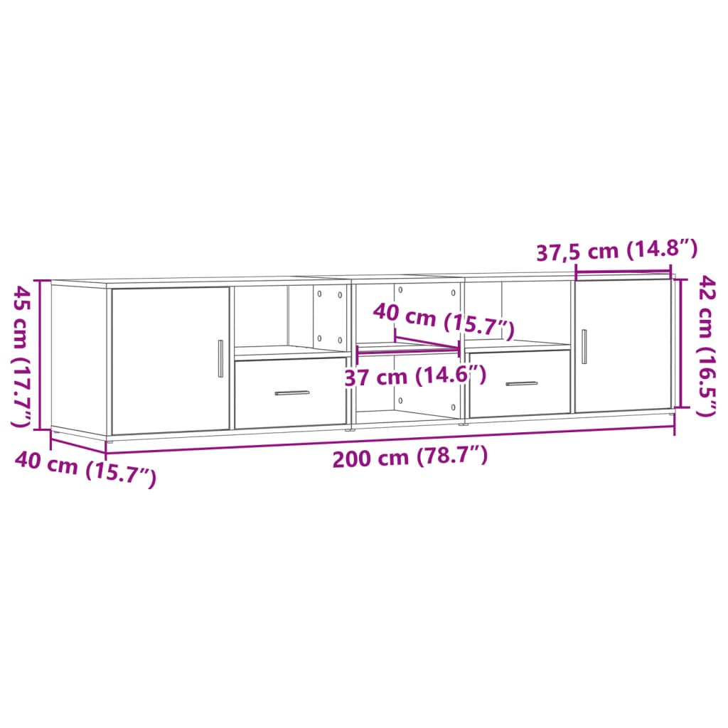 Eckregal Braun Eichen-Optik 200x40x45 cm Holzwerkstoff