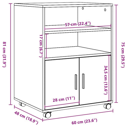 Rollschrank Sonoma-Eiche 60x48x81 cm Holzwerkstoff