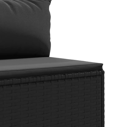 10-tlg. Garten-Lounge-Set mit Kissen Schwarz Poly Rattan