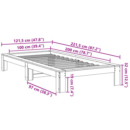 Massivholzbett ohne Matratze Weiß 100x200 cm Kiefernholz