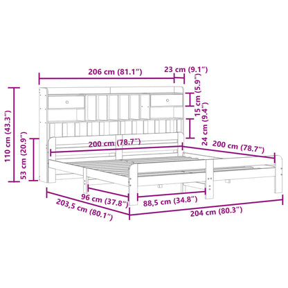 Massivholzbett mit Regal ohne Matratze 200x200 cm Kiefernholz