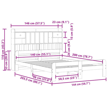 Massivholzbett mit Regal ohne Matratze 140x200 cm Kiefernholz