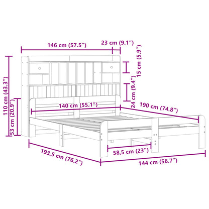 Massivholzbett mit Regal ohne Matratze 140x190 cm Kiefernholz