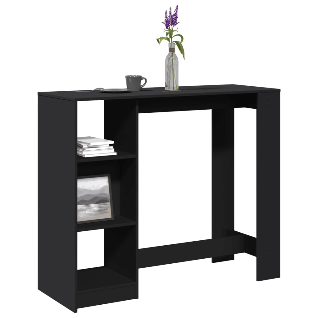 Bartisch mit Regal Schwarz 124x46x103,5 cm Holzwerkstoff