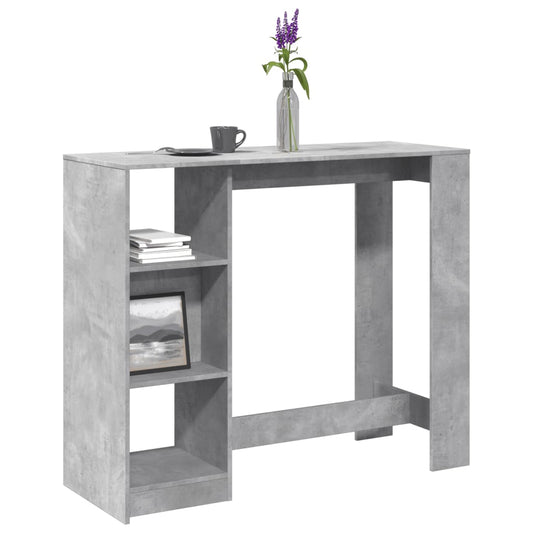 Bartisch mit Regal Betongrau 124x46x103,5 cm Holzwerkstoff