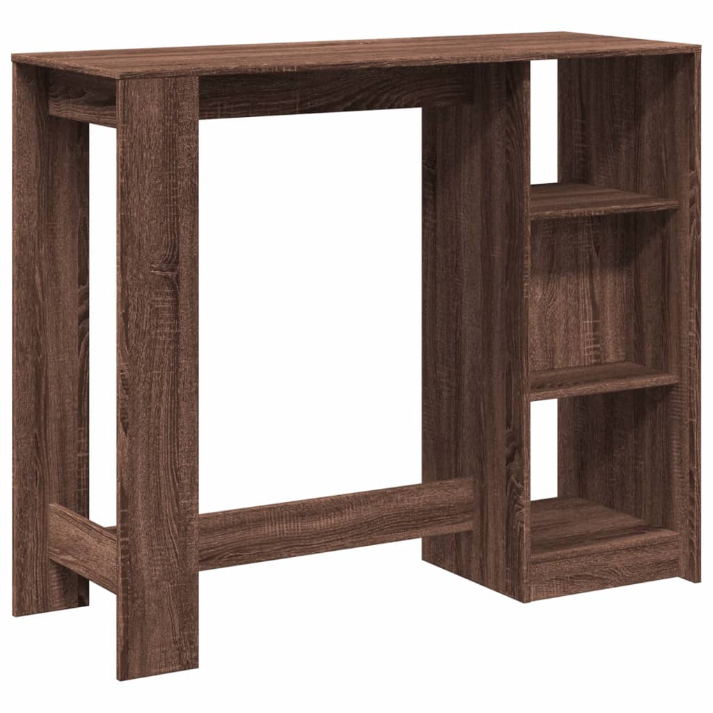 Bartisch mit Regal Braun Eiche 124x46x103,5 cm Holzwerkstoff