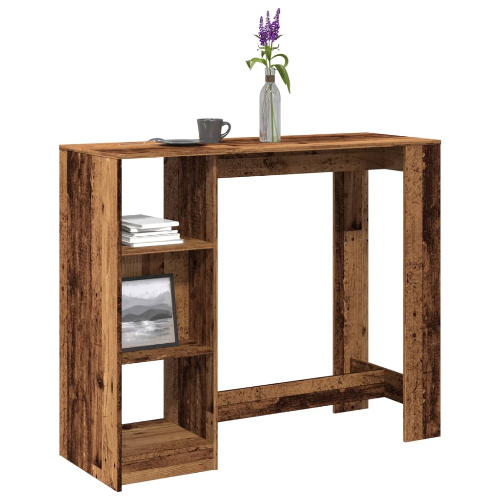 Bartisch mit Regal Altholz-Optik 124x46x103,5 cm Holzwerkstoff