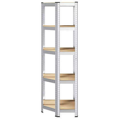 Eckregal mit 5 Böden Silbern Stahl & Holzwerkstoff