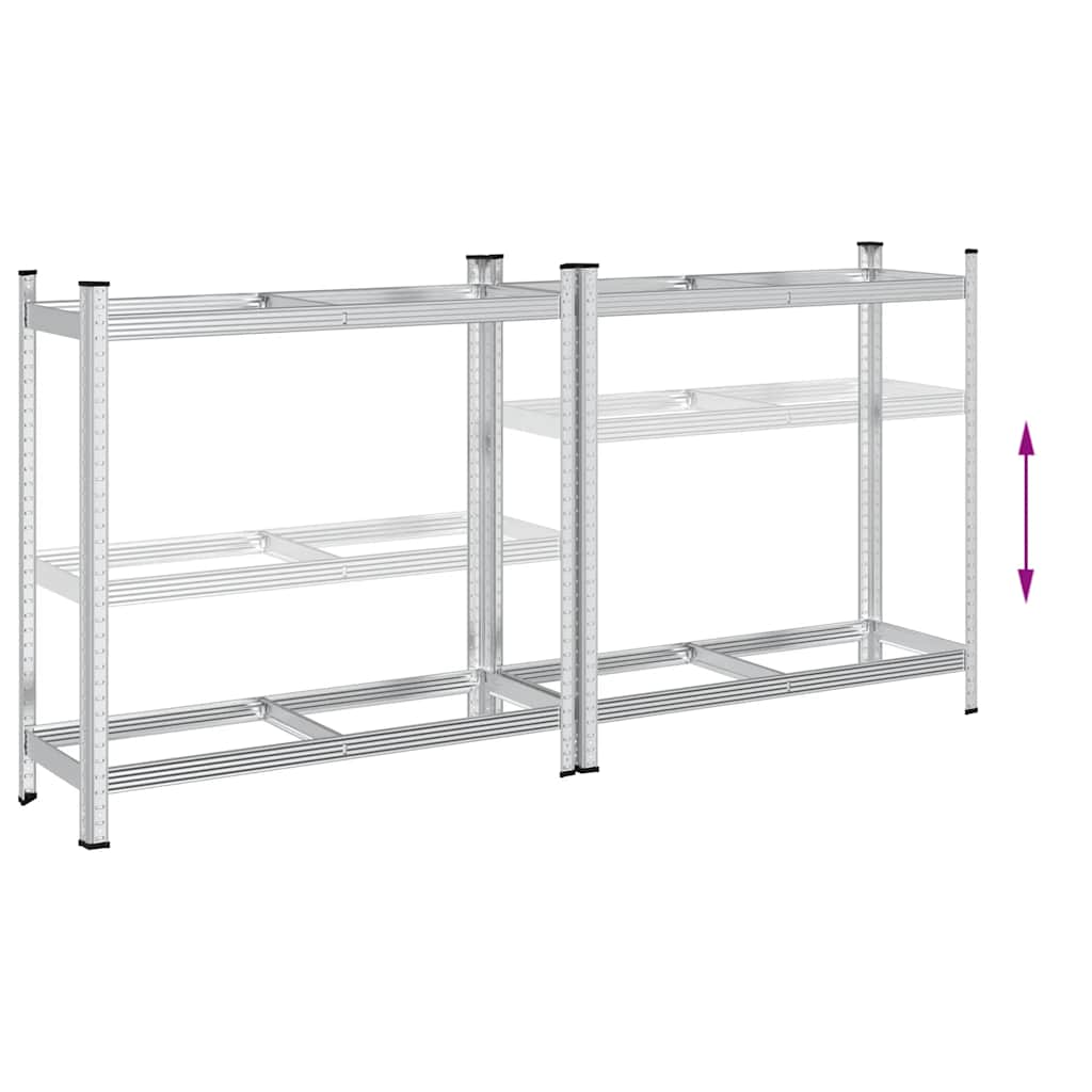 Reifenregale mit 2 Böden 2 Stk. Silbern 110x40x109 cm Stahl