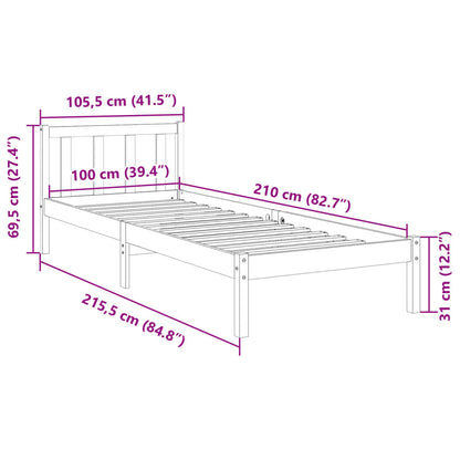 Massivholzbett Extra Lang ohne Matratze 100x210 cm Kiefernholz