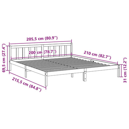 Massivholzbett Extra Lang ohne Matratze 200x210 cm Kiefernholz