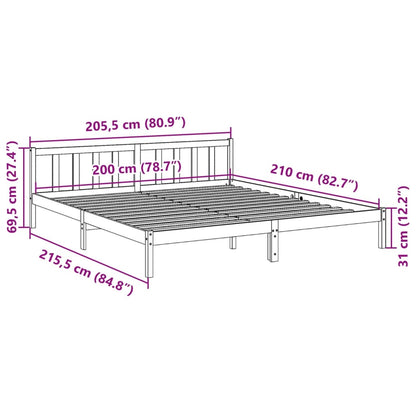 Massivholzbett Extra Lang ohne Matratze Weiß 200x210 Kieferholz