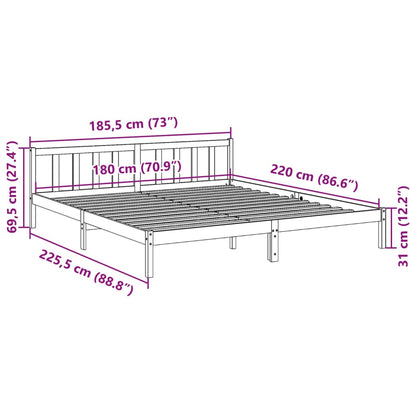 Massivholzbett Extra Lang ohne Matratze Weiß 180x220 Kieferholz