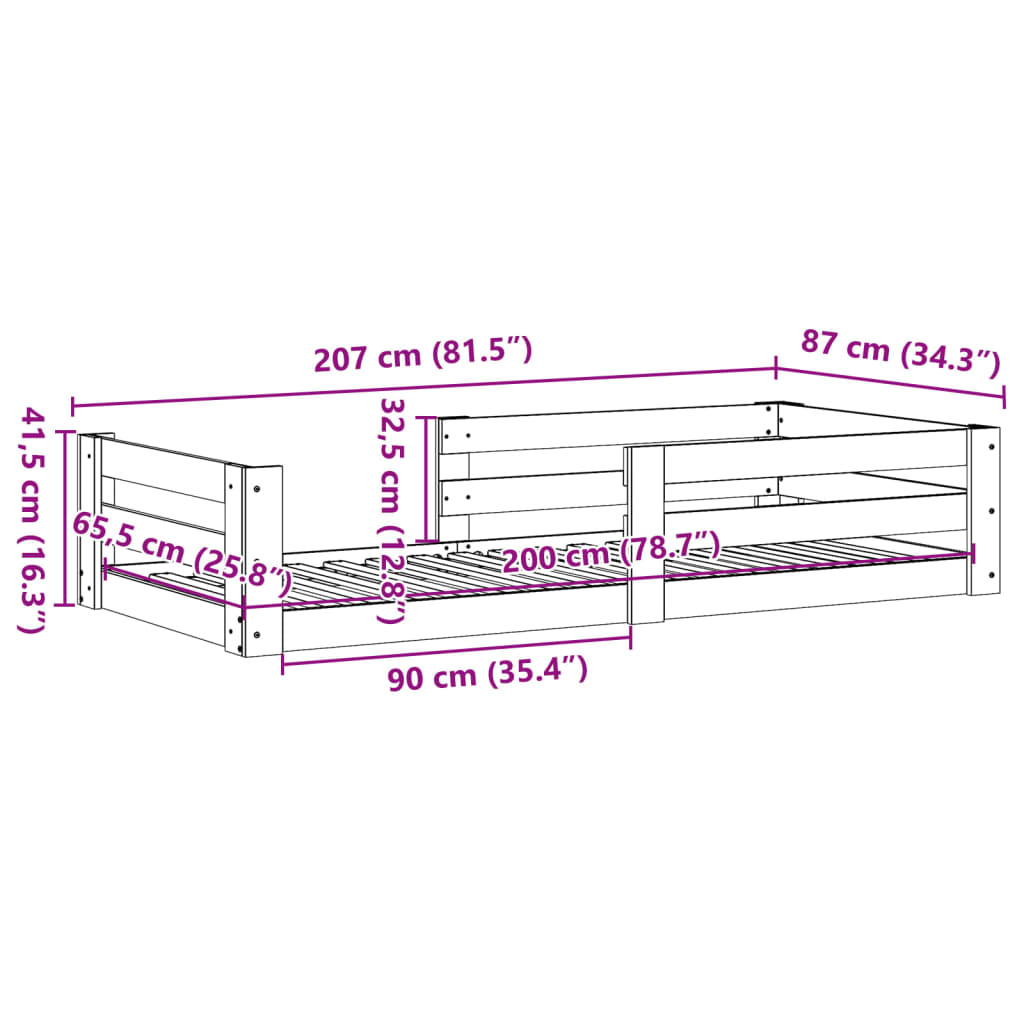 Massivholzbett ohne Matratze Weiß 80x200 cm Kiefernholz