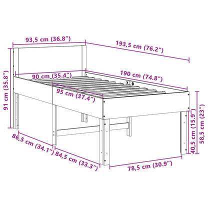 Massivholzbett ohne Matratze Wachsbraun 90x190 cm Kiefernholz