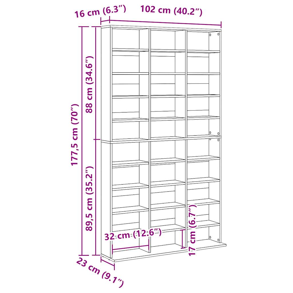 CD-Regal Altholz-Optik 102x23x177,5 cm Holzwerkstoff