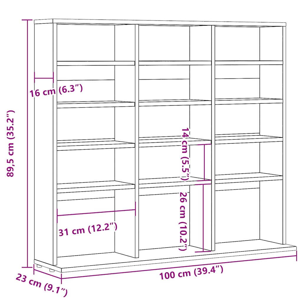 CD-Regal Altholz-Optik 100x23x89,5 cm Holzwerkstoff