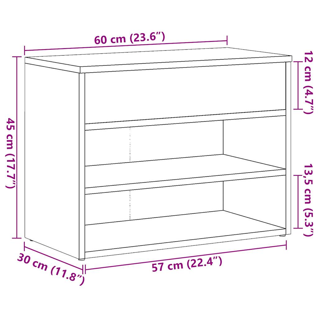 Schuhbank Artisan-Eiche 60x30x45 cm Holzwerkstoff