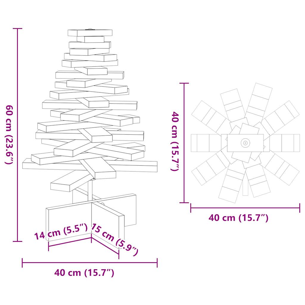 Weihnachtsbaum zum Schmücken Weiß 60 cm Massivholz Kiefer