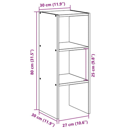 Bücherregal Stapelbar Räuchereiche 30x30x80 cm Holzwerkstoff