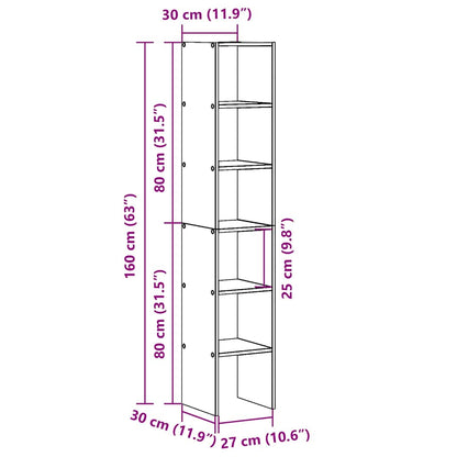 Bücherregale 2 Stk. Stapelbar Altholz-Optik 30x30x80 cm