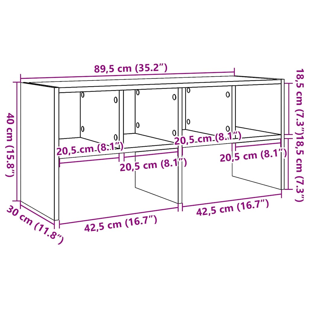 Schuhregal Stapelbar Räuchereiche 89,5x30x40 cm