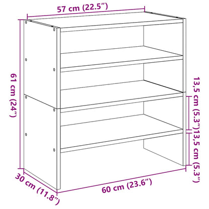 Schuhregale 2 Stk. Stapelbar Grau Sonoma 60x30x30,5 cm