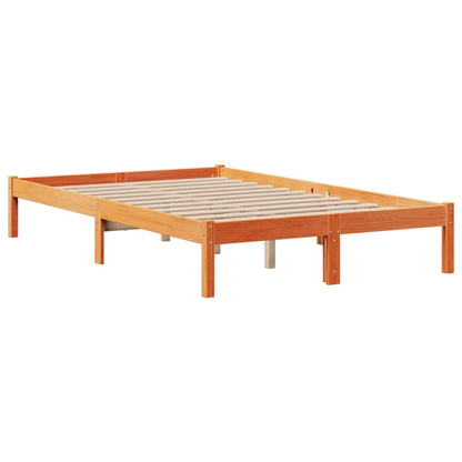 Massivholzbett mit Regal ohne Matratze Wachsbraun 120x190 cm