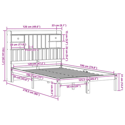 Massivholzbett mit Regal ohne Matratze Wachsbraun 120x190 cm