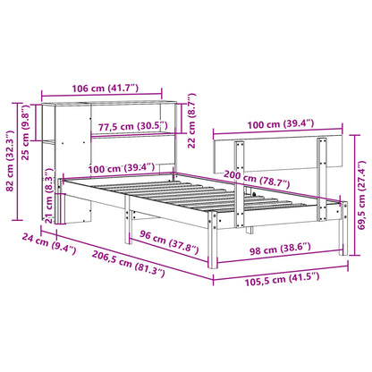 Massivholzbett mit Regal ohne Matratze 100x200 cm Kiefernholz