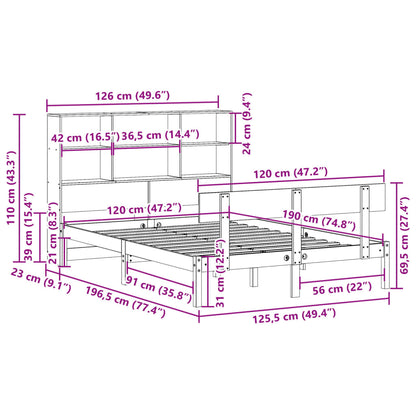 Massivholzbett mit Regal ohne Matratze 120x190 cm Kiefernholz