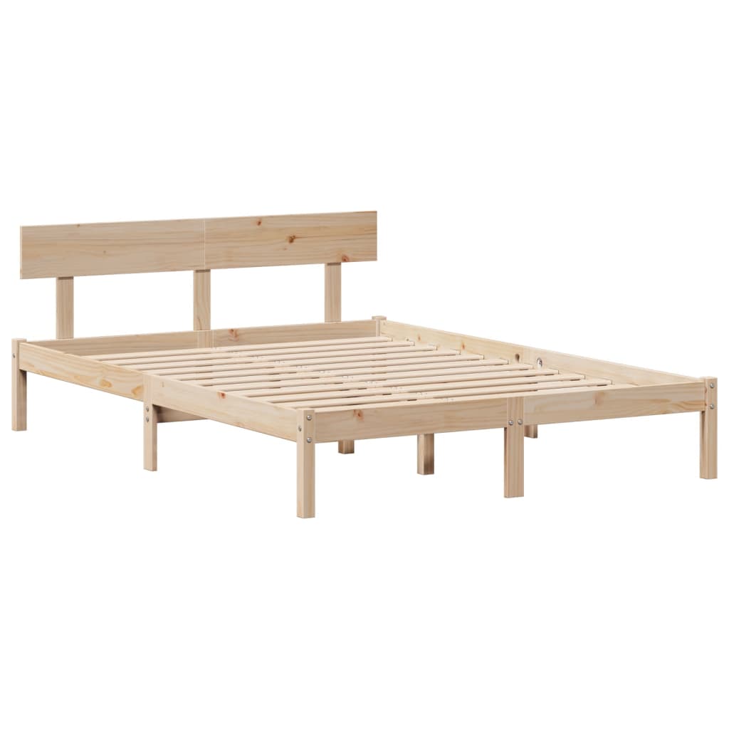 Massivholzbett mit Regal ohne Matratze 140x190 cm Kiefernholz