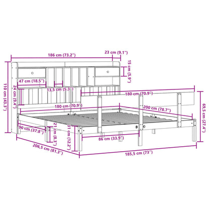 Massivholzbett mit Regal ohne Matratze 180x200 cm Kiefernholz