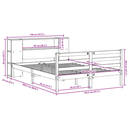 Massivholzbett mit Regal ohne Matratze 140x200 cm Kiefernholz