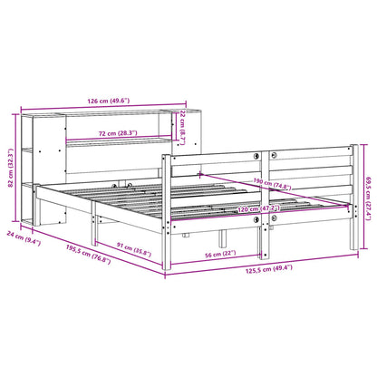 Massivholzbett mit Regal ohne Matratze Wachsbraun 120x190 cm