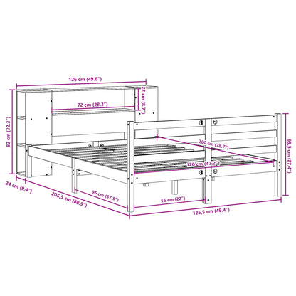 Massivholzbett mit Regal ohne Matratze Wachsbraun 120x200 cm