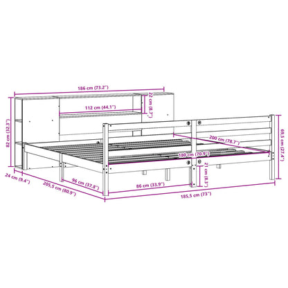 Massivholzbett mit Regal ohne Matratze Wachsbraun 180x200 cm