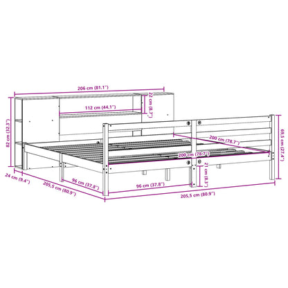 Massivholzbett mit Regal ohne Matratze Wachsbraun 200x200 cm