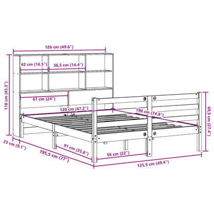 Massivholzbett mit Regal ohne Matratze 120x190 cm Kiefernholz