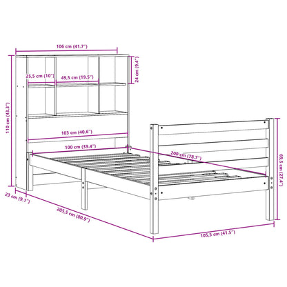 Massivholzbett mit Regal ohne Matratze 100x200 cm Kiefernholz