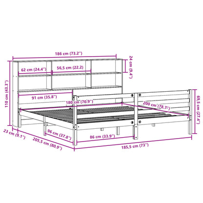 Massivholzbett mit Regal ohne Matratze 180x200 cm Kiefernholz