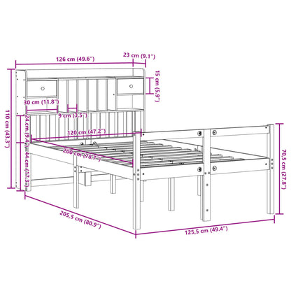 Massivholzbett mit Regal ohne Matratze Wachsbraun 120x200 cm