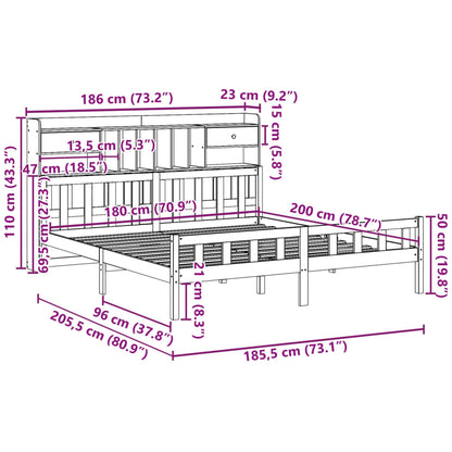 Massivholzbett mit Regal ohne Matratze 180x200 cm Kiefernholz