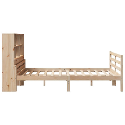 Massivholzbett mit Regal ohne Matratze 135x190 cm Kiefernholz