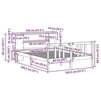 Massivholzbett mit Regal ohne Matratze 140x190 cm Kiefernholz