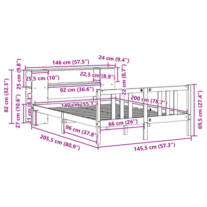 Massivholzbett mit Regal ohne Matratze 140x200 cm Kiefernholz