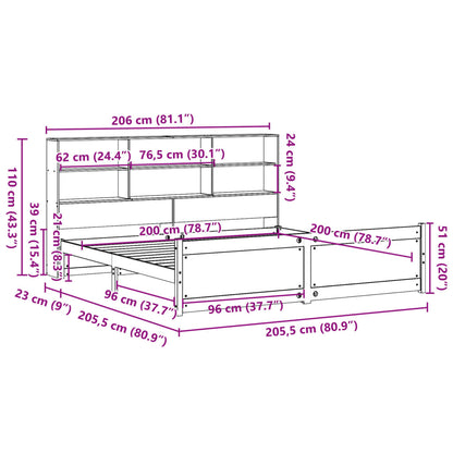 Massivholzbett mit Regal ohne Matratze Weiß 200x200 cm Kiefer